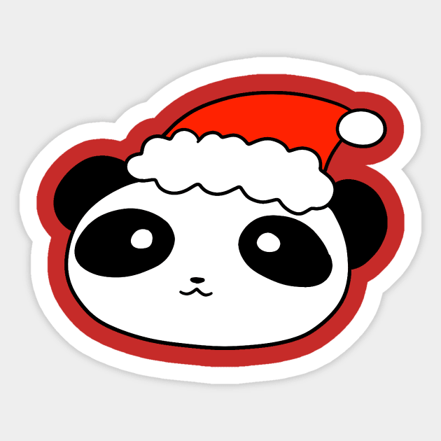 Santa Hat Panda Face Sticker by saradaboru